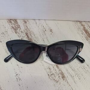 Black Gold trim cateye Sunglass Vintage Style Cut crystal top UV protection